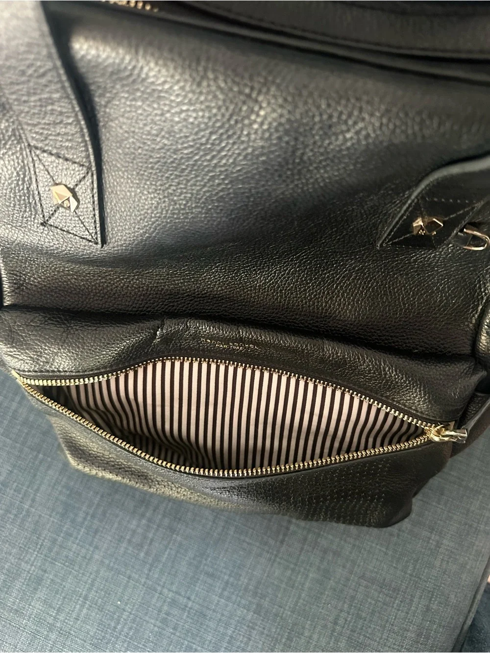 henri bendel Black Pebbled Leather Backpack